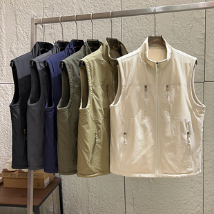 大厂订单 秋冬防泼水纯色奥粒绒保暖立领马甲男外套 户外双面穿