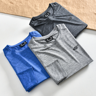 四面弹力圆领长袖 走老美单 秋季 外贸男装 运动休闲T恤 吸湿速干