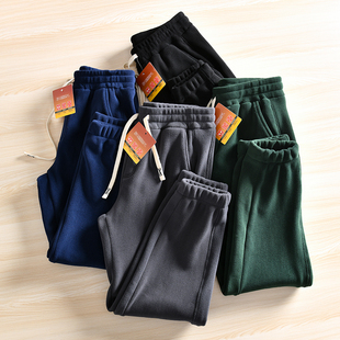 卫裤 超值 秋冬松紧腰纯色束脚抓绒休闲裤 外贸男装 潮 双面奥粒绒