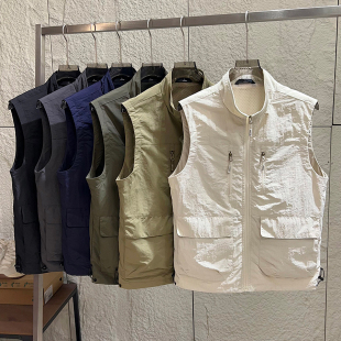 防水透气舒适百搭立领马甲 春夏外贸男士 户外机能工装 轻薄速干