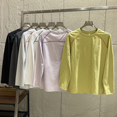 闭眼入 T恤 男女速干透气撞色明辑线圆领长袖 户外山系情侣款 秋季