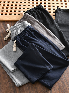 老客苾入！300G重磅全棉！外贸男士松紧腰直筒宽松运动休闲卫裤潮