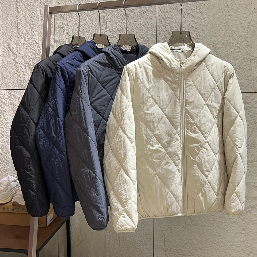 男女户外防风菱形格棉衣