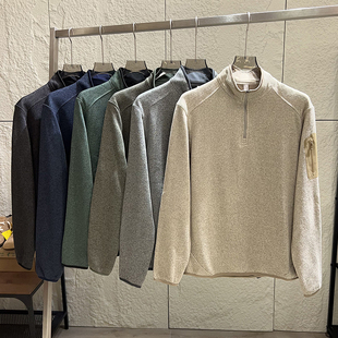 户外轻量化!细腻花纱针织面料!男士秋季休闲半拉链抓绒立领卫衣