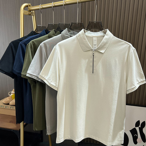 轻奢棉质肌理感翻领短袖POLO衫