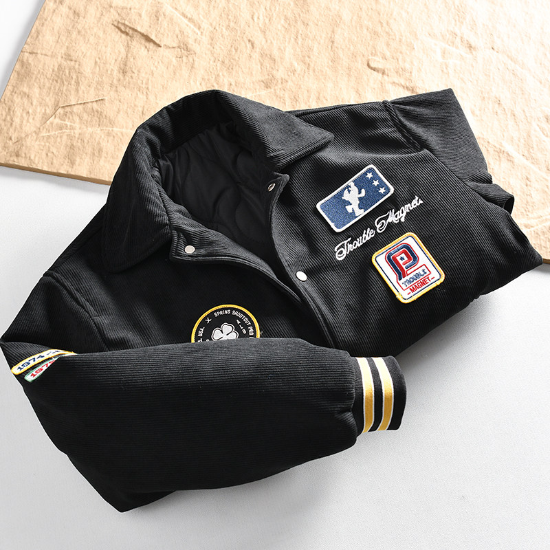 西班牙单！设计师贴布绣！秋冬男士宽松休闲百搭灯芯绒绗缝棉衣潮,男装,棉衣,淘宝优惠券,粉丝福利购,淘宝优惠卷