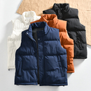 纯色百搭立领棉马甲 秋冬外贸男女加厚保暖情侣款 高性价比 柜398