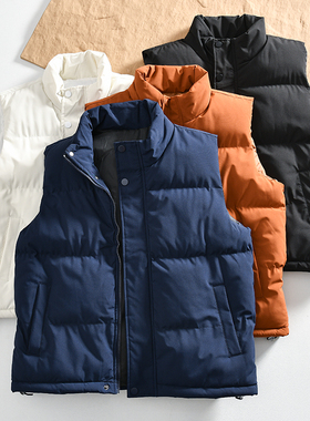 高性价比~柜398！秋冬外贸男女加厚保暖情侣款纯色百搭立领棉马甲