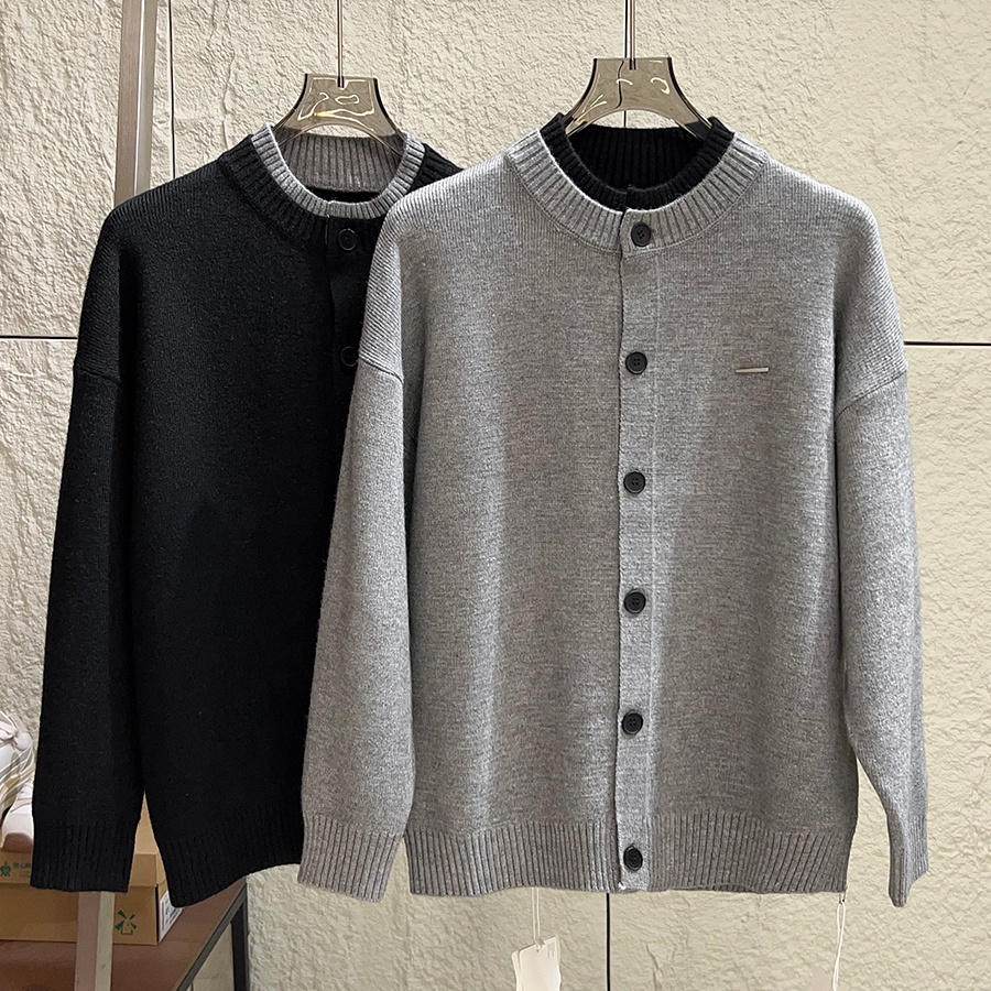 优雅老钱风假两件针织开衫毛衣潮