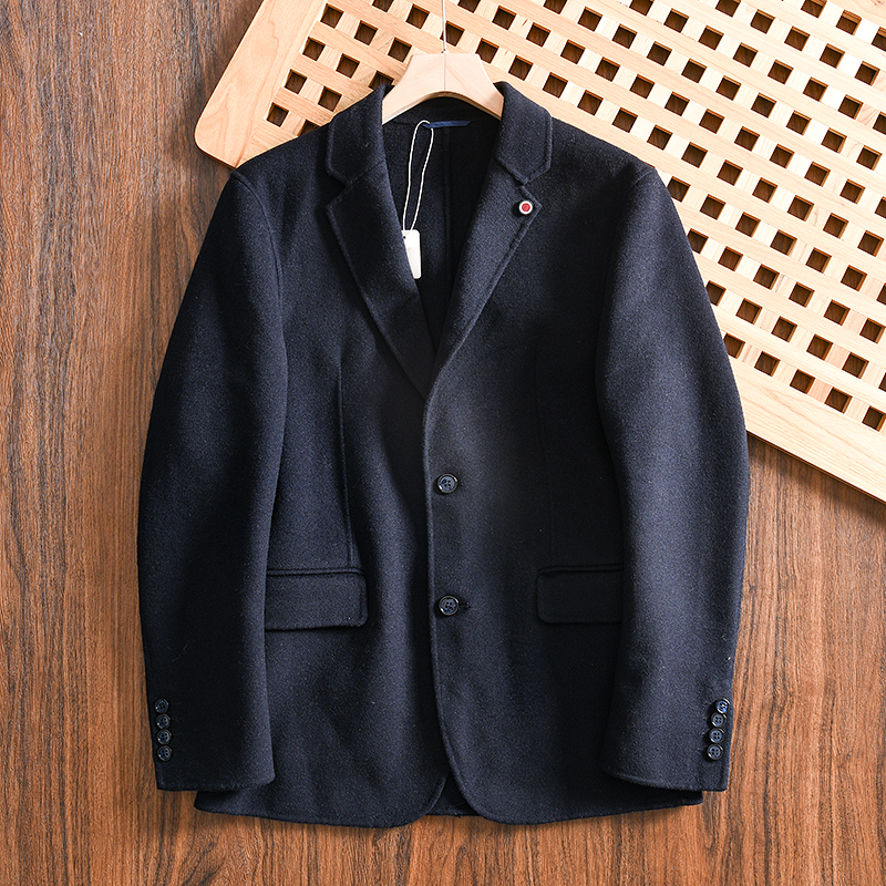 细腻绵羊毛休闲双面呢西装外套