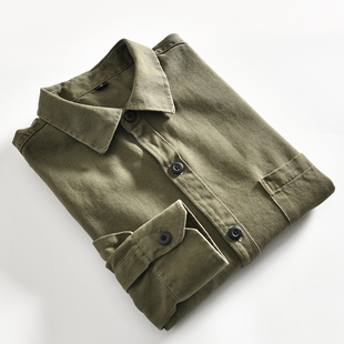 全棉水洗 衬衫 外贸尾货男士 纯色长袖 春夏休闲百搭工装 满分推荐