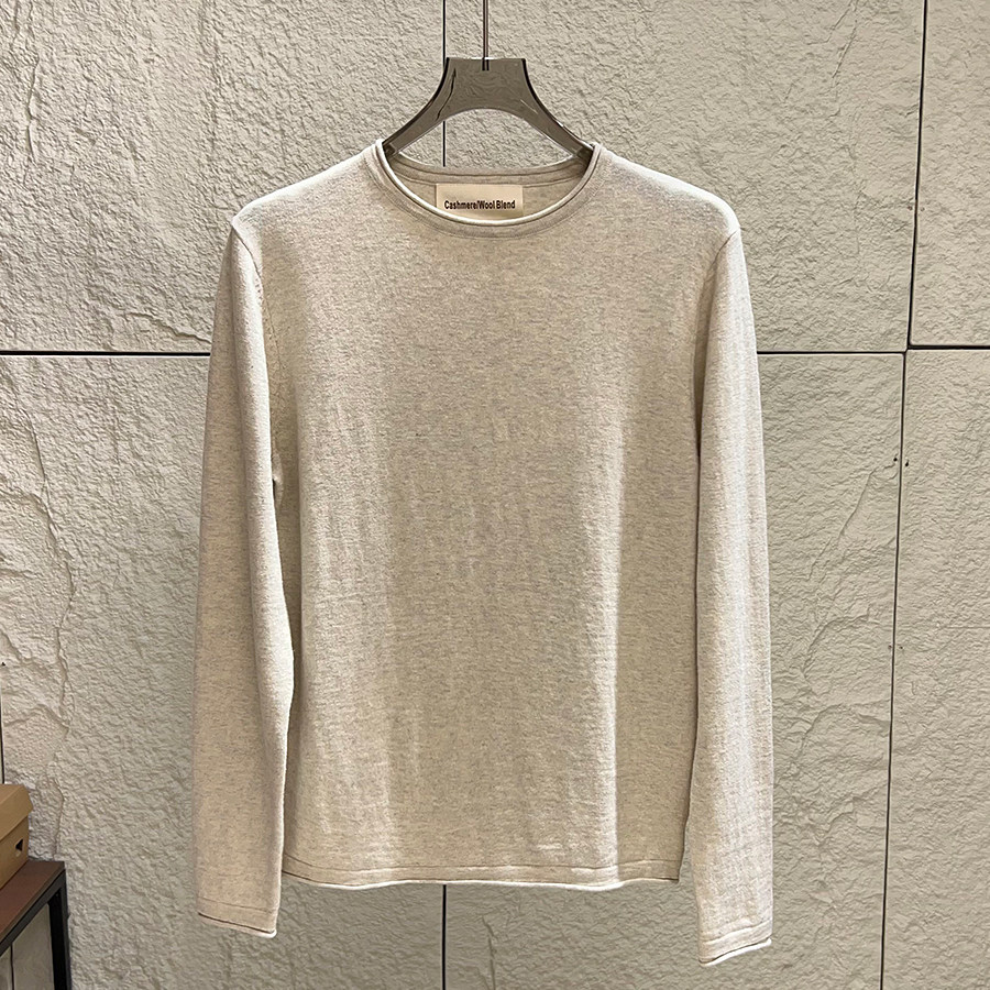 thumbnail for Italian light luxury! Cashmere and wool blend! Autumn men's skin-friendly and comfortable thin stretch breathable crewneck sweater