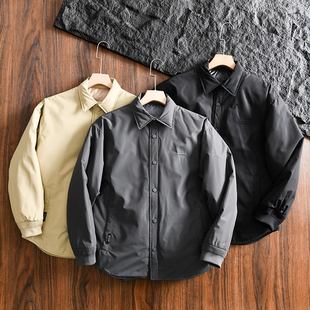 岛国单!户外山系!外贸男士轻便保暖防水衬衫领宽松休闲羽绒服冬