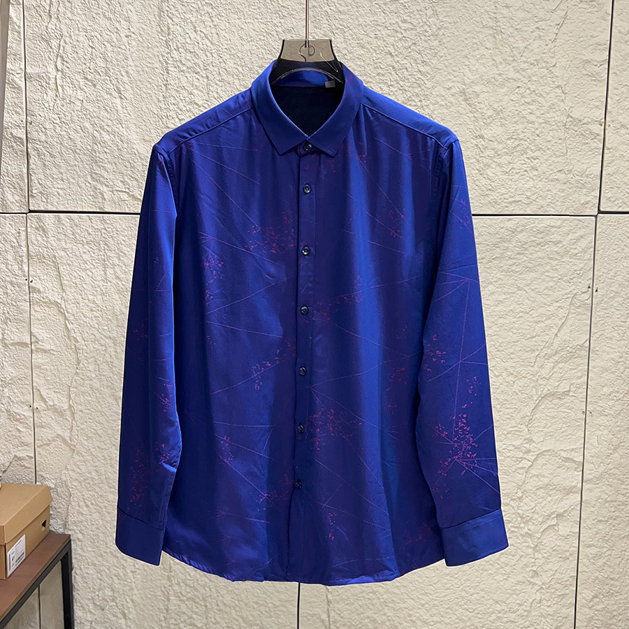 男士时尚提花百搭休闲长袖衬衫