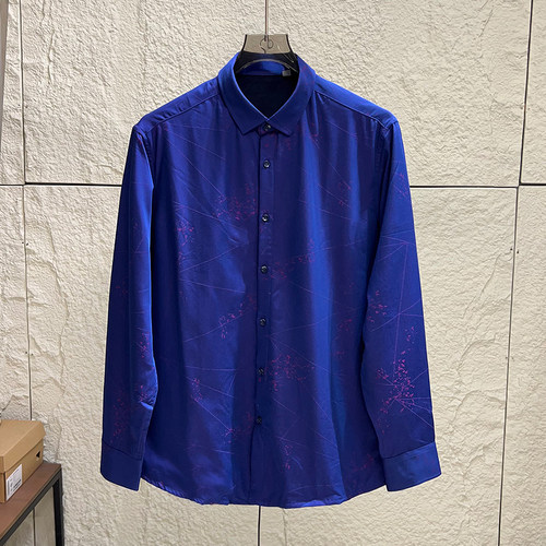 男士时尚提花百搭休闲长袖衬衫