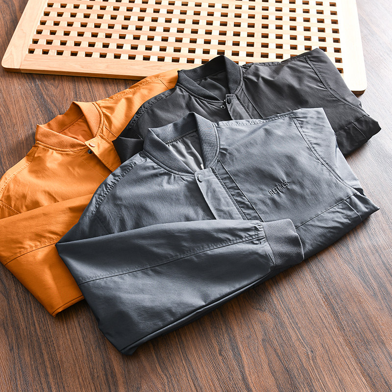 男士秋季美式复古棒球领夹克外套