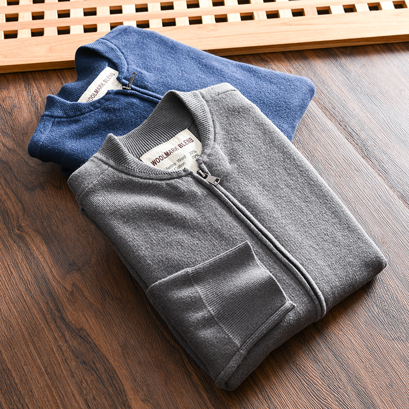 男士秋季30羊毛开衫毛衣外套