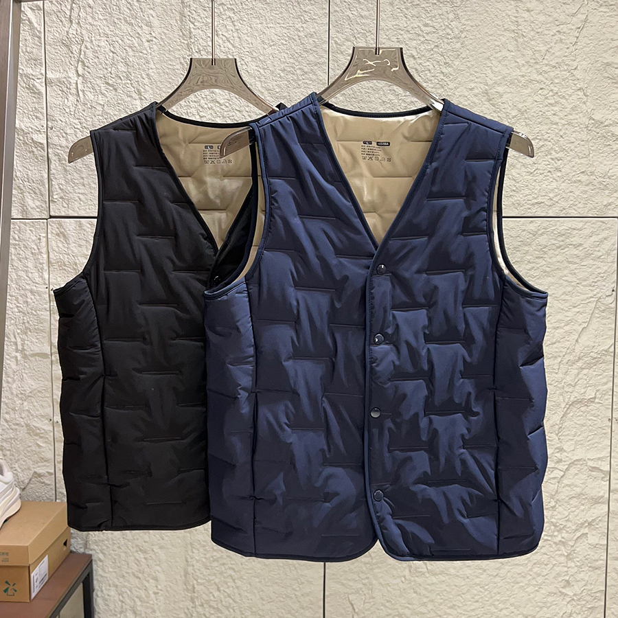 绵羊毛加绒纯色V领背心马甲外套