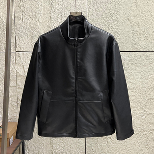 欧美单！生态水洗PU皮！秋冬外贸男士时尚休闲机车立领皮衣夹克潮