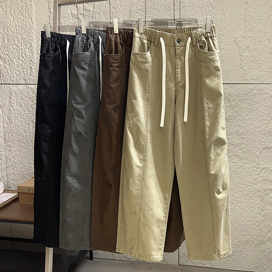 美式咔叽复古宽松阔腿休闲裤