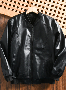 口碑捡漏！生态超纤皮！外贸男士秋冬加绒加厚棒球领机车皮衣夹克
