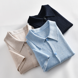 级 柜子千元 夏季 外贸男士 T恤 意式 纯色百搭100羊毛针织短袖 轻奢