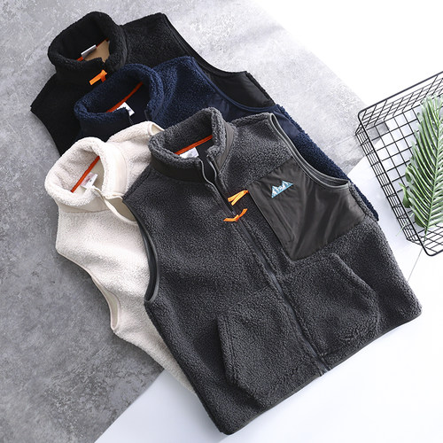 日单高品！外贸男装工厂尾货秋冬新款情侣休闲立领摇粒绒马甲外套