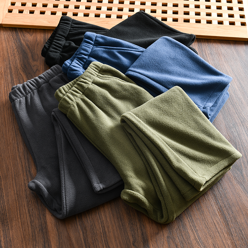 男士秋冬休闲摇粒绒保暖直筒裤