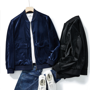 高定设计师款！進口丝光条绒！秋季男士复古灯芯绒棒球领夹克外套