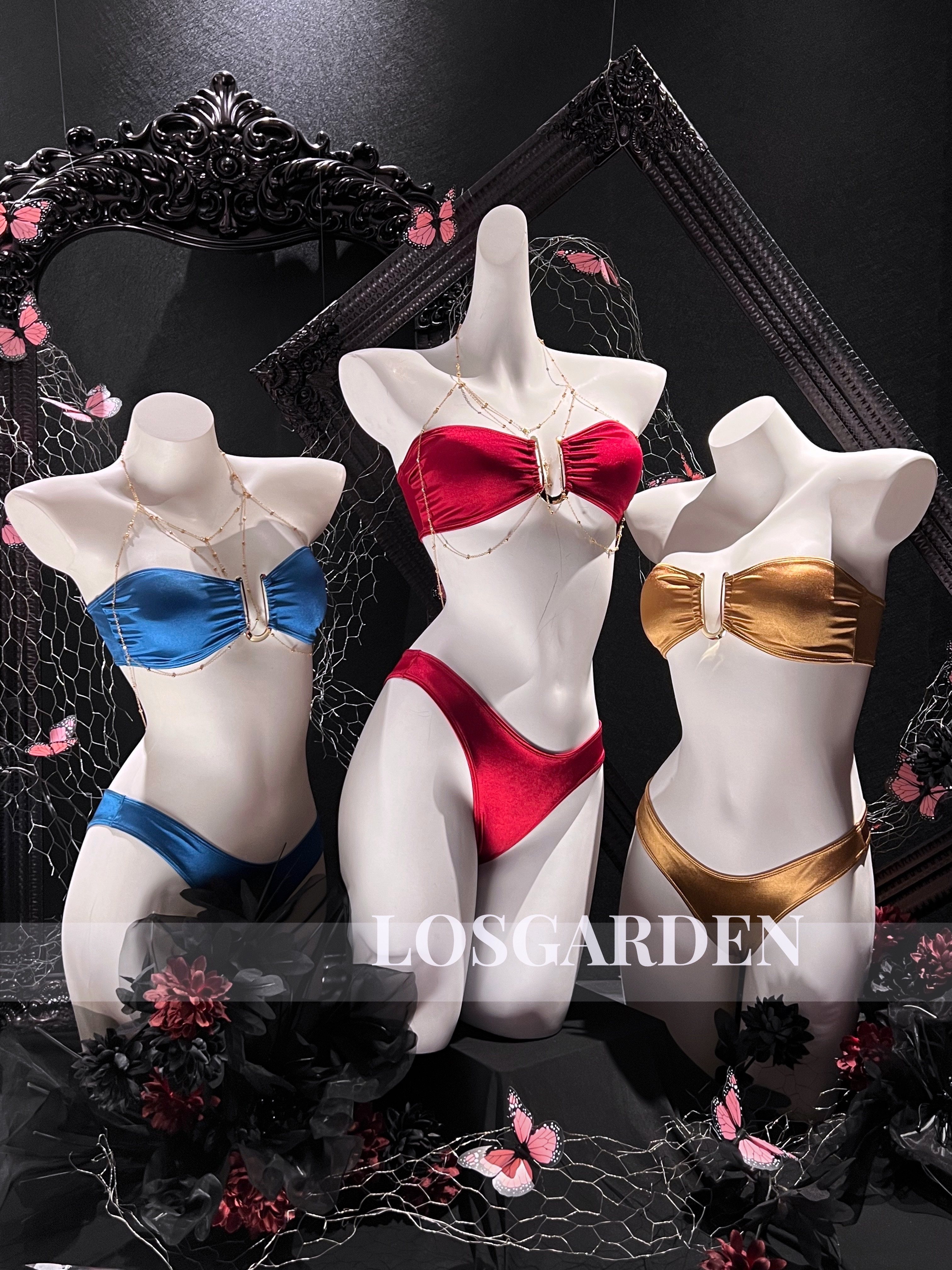 烧云的小屋「荆棘之夜」泳衣女高级感绸面比基尼性感度假泳装设计