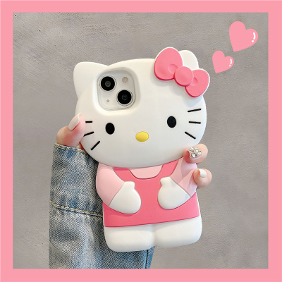超火可爱立体卡通kt猫适用苹果17手机壳iphone15promax加厚防摔大孔14全包硅胶13软壳蝴蝶结12保护套16少女心