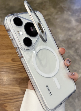 翻盖镜头支架适用华为Pura80Pro手机壳mate70p大孔磁吸Mate60保护套P70Ultra苹果17promax透明硅胶全包防摔15