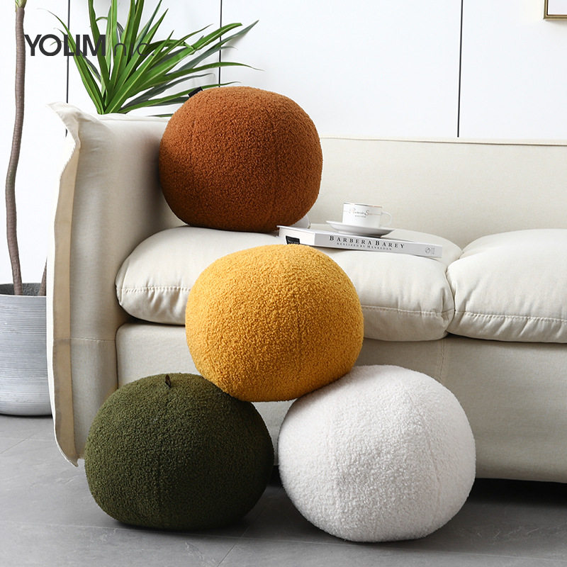 现代简约北欧ins圆球形抱枕异形靠儿童样板房白橘墨绿色泰迪绒,居家布艺,抱枕被,淘宝优惠券,粉丝福利购,淘宝优惠卷