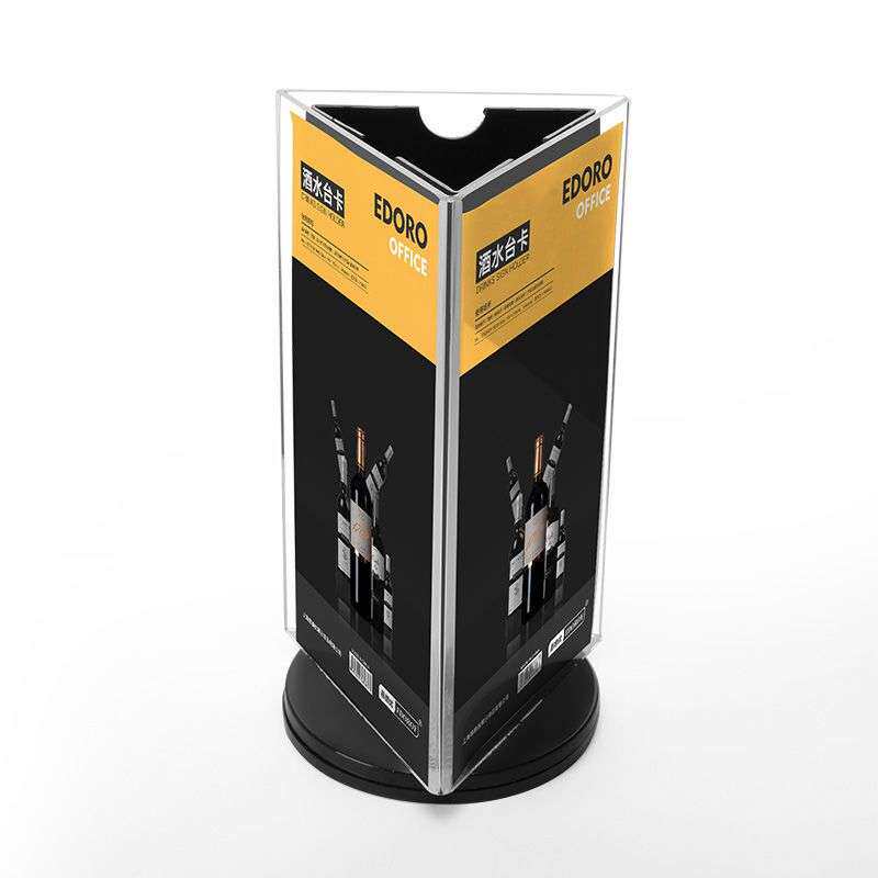 亚克力三面旋转台卡立牌展示牌a5广告牌三角桌牌水晶a4台卡架台签