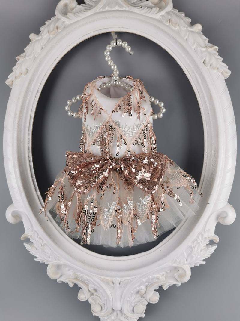 橘粉流苏礼服裙宠物礼服猫礼服裙大拖尾宠t物纱裙猫狗婚纱