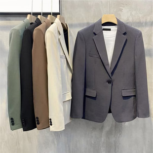 单西 免烫西服ins轻熟风痞帅英伦大码 垂感休闲西装 外套男春秋修身