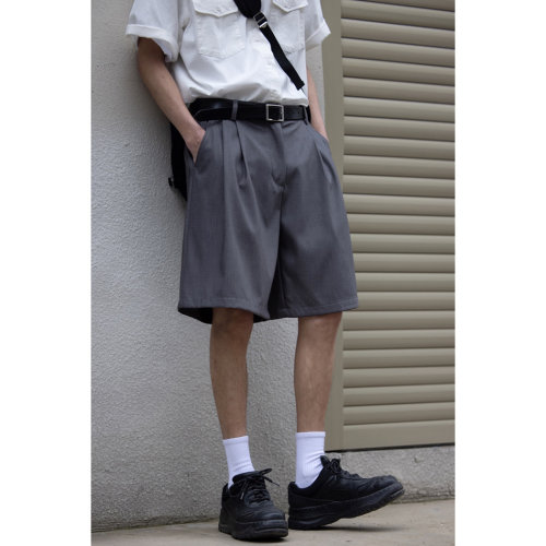 夏季日系基础西装五分短裤男复古