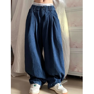 老爹裤 日系街头嘻哈阔腿牛仔裤 子痞帅大码 潮牌宽松廓形裤 男女美式