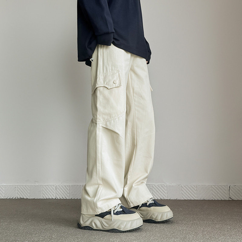 美式高级感机能多口袋工装裤男潮牌大码松紧腰直筒长裤日系伞兵裤,男装,休闲裤,淘宝优惠券,粉丝福利购,淘宝优惠卷