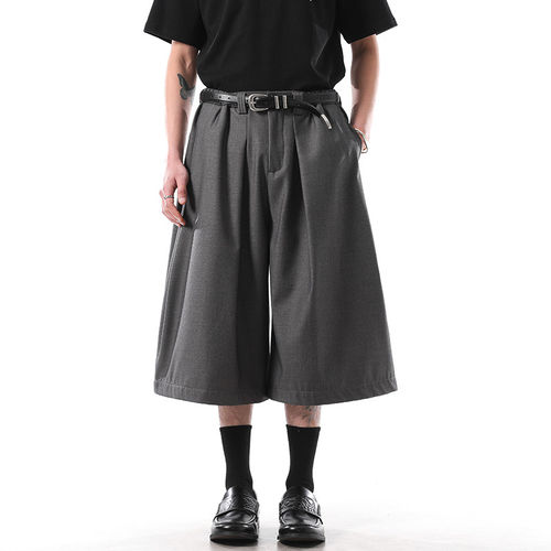 夏季设计感廓形灰色西装短裤男女
