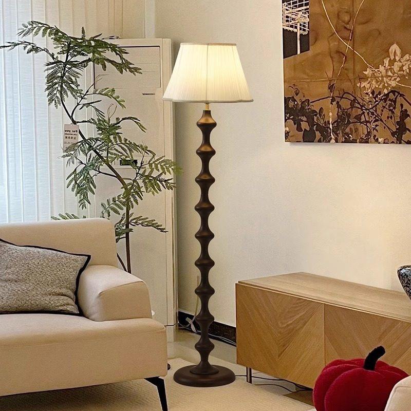 侘寂风中古落地灯美式轻奢书房实木地灯客厅沙发旁复古卧室氛围灯