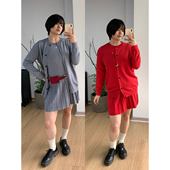 清仓特价 7折 大码 微胖甜美系圆领针织开衫 休闲上衣背心连衣裙