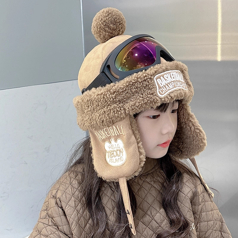 儿童帽子冬季男童雷锋帽保暖女童宝宝加厚户外冬天滑雪眼镜护耳帽