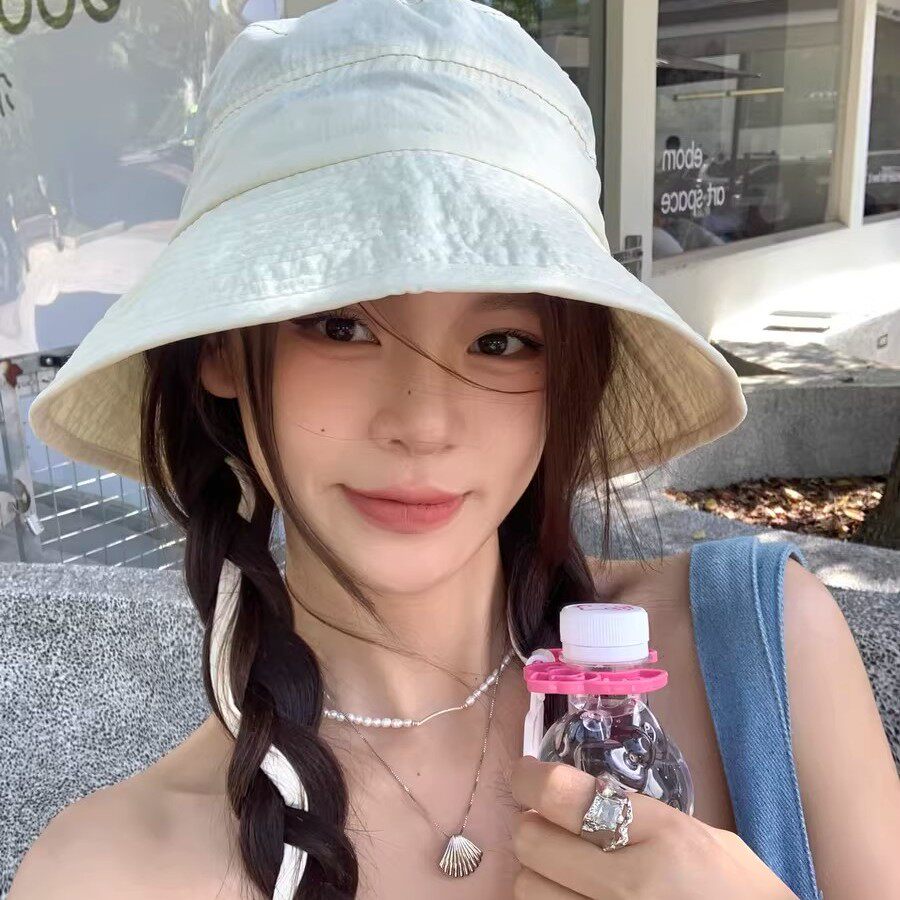 韩版百搭渔夫帽子女防晒遮阳水桶帽女春夏季逛街显脸小防晒盆帽