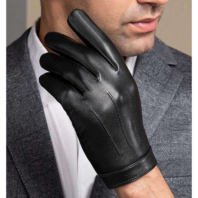 真皮手套男款秋冬季保暖短款防风开车骑行摩托车薄款触屏羊皮手套