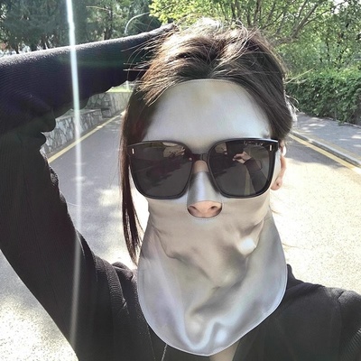 真丝防晒面罩透气轻薄护全脸罩夏天脸基尼口罩桑蚕丝高颜值面纱女