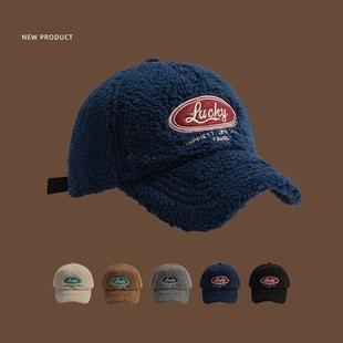 儿童帽子秋冬季 百搭鸭舌帽 羊羔绒保暖宝宝男孩棒球帽女童加厚韩版