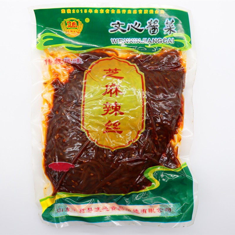 文心300g芝麻辣丝酱菜咸菜开胃下饭菜芥菜丝五香腌制泡菜榨菜