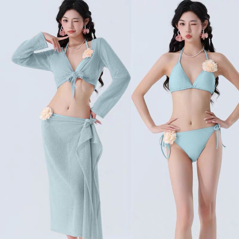 2026新款bikini辣妹比基尼海边度假拍照巴厘岛分体四件套泳衣女