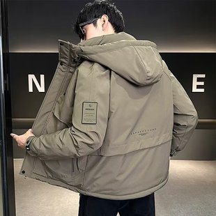 棉服外套男冬季新款2025新款保暖潮牌宽松连帽工装夹棉夹克冲锋衣